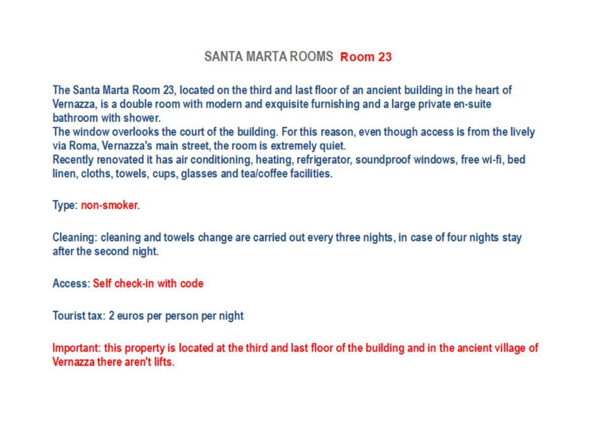 Santa Marta Rooms - Via Roma 23 Vernazza Buitenkant foto